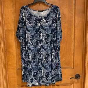 Murano Navy and White Paisley Tunic